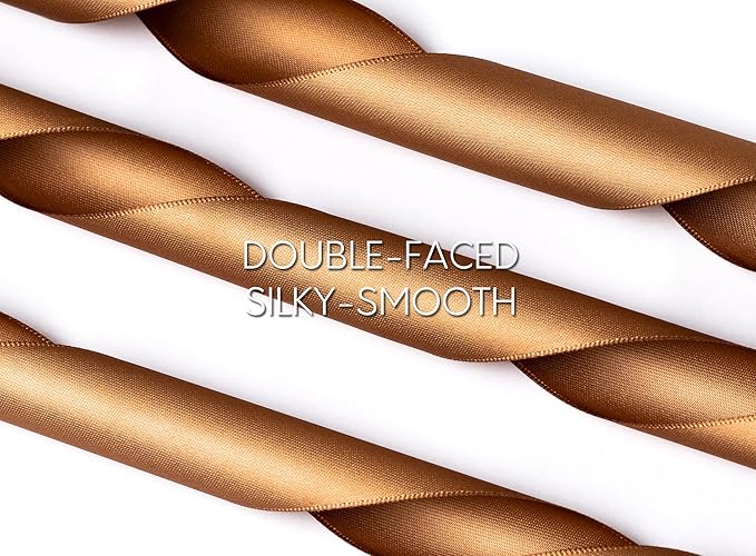 Brown Satin Ribbon 1-1/2 Inch 50 Yards Double-Faced Polyester Ribbons - Image 3