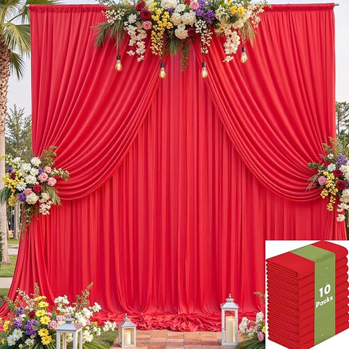 10 Panels 5x10ft Red Backdrop Curtains by CO-AVE
