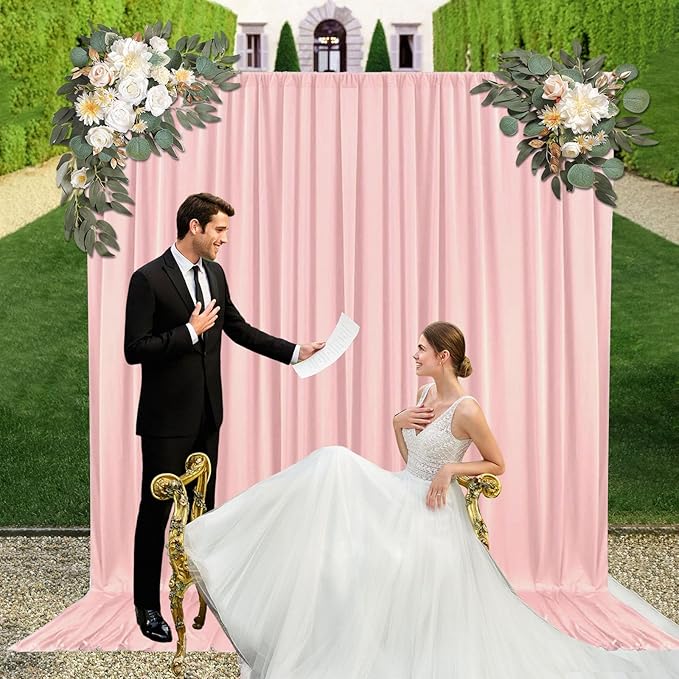 10ft x 10ft Ligt Pink Backdrop Curtains - Image 5