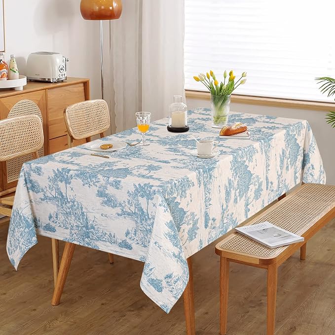 MYSKY HOME Linen Vintage Rectangle Tablecloth 60x84 Inches - Image 6