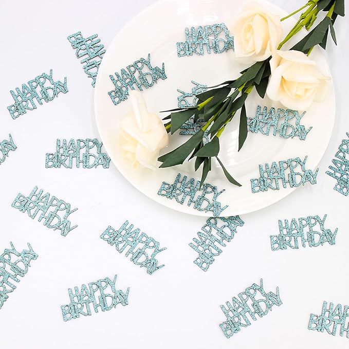Blue Happy Birthday Confetti Birthday Table Decorations Baby Blue Glitter Table - Image 2