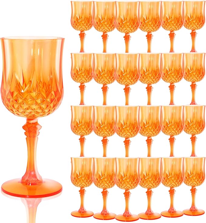 Plastic Wine Glasses，Orange Goblets Vintage Style Cordial Drinking Glasses by LEYIQUCHAMPAGNEWINEGLASSES