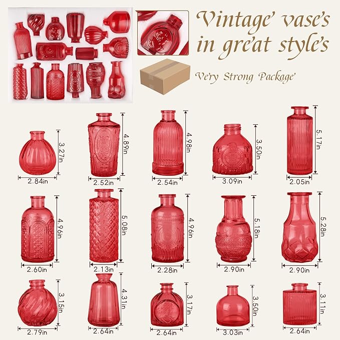 Bud Vases 15 Pcs for Centerpieces Wedding, Flower Vases in Bulk for Rustic Home - Image 2