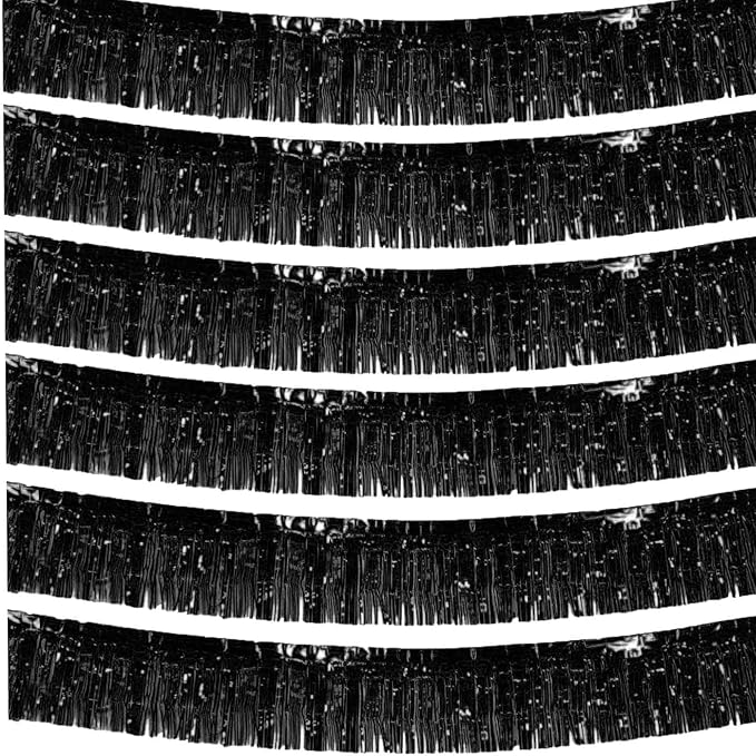 We Moment 6 Pack 10 Feet Black Foil Fringe Garland Streamers Metallic Tinsel by We+Moment