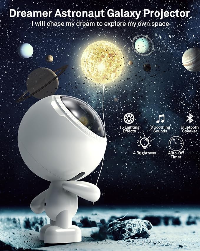 AIRIVO Dreamers Star Projector, Astronaut Galaxy Projector Bluetooth Speaker - Image 2