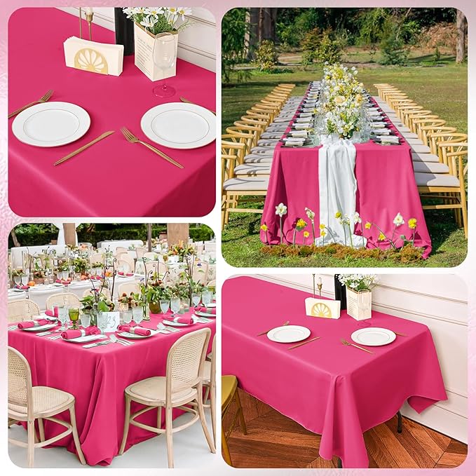 10 Pack Hot Pink Tablecloths for 6 Foot Rectangle Tables 60 x 102 Inch - 6ft - Image 5