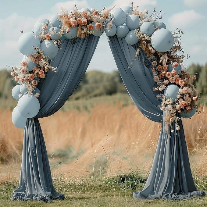 Wedding Arch Draping Fabric 6 Panels 28.7" x 20FT Grey Blue Sheer Chiffon - Image 5