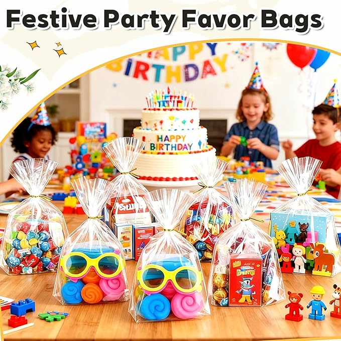PigPotParty Cellophane Bags 8"x11", 100 Pack Clear Gift Bags, 3.15" Bottom - Image 8