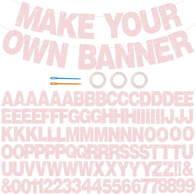 BEISHIDA 116 PCS Glitter Color Pink DIY Letter Banner Kit Make Your Own by Beishida