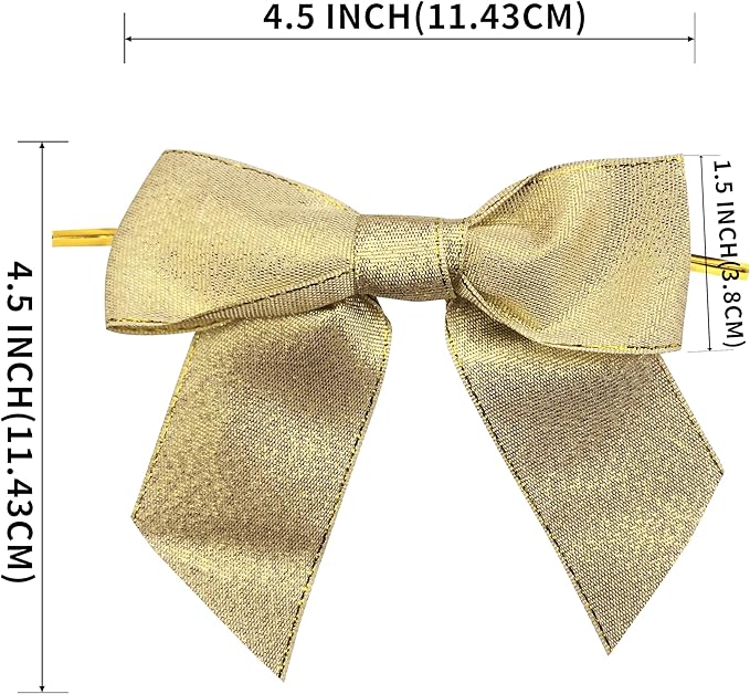 36pcs 4-1/2" Metallic Gold Glitter Ribbon Bows - Image 3