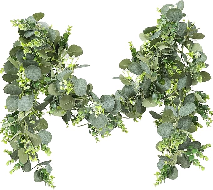 MAKHOT 2pcs Artificial Eucalyptus Garland, 5.9FT Greenery Garland Flower Spring by MAKHOT