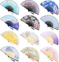 12 Pcs Fans for Line Dancing Vintage Silk Floral Folding Fan Chinese Hand Fans by Unknown