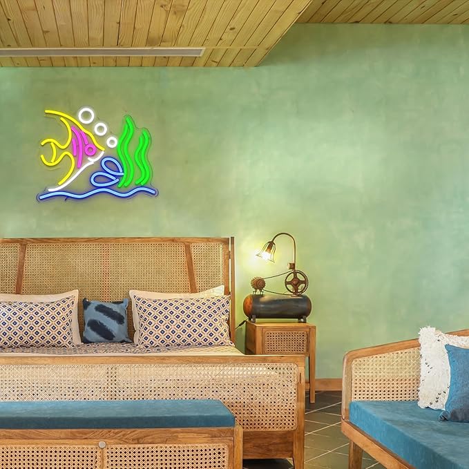 Tropical Fish Neon Sign for Wall Decor, Fish Led Signs for Room, USB Dimmable - Image 7