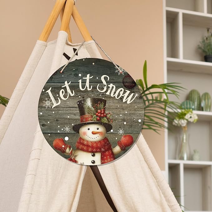 CGBHW Winter Wooden Sign, Vintage Snowy Snowman Hanging Sign Wall Decor - Image 5