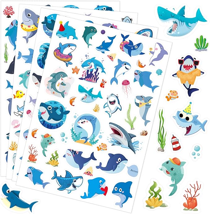 Cool Shark Stickers 755 Count Ocean Sea Animal Tropical Fish Shark Adhesive by MoShining