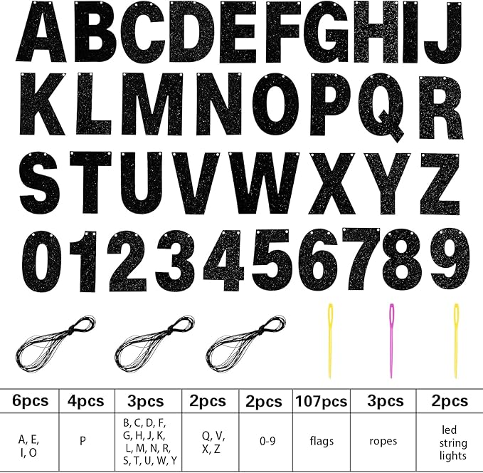 TaoBary 112 Pcs DIY Letter Kit Glitter Customizable Banner Letters Include 107 - Image 2