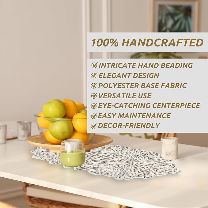 Handmade Beaded Table Runner, 13x36 Inches Lightweight Decorative Table Runner - Image 6