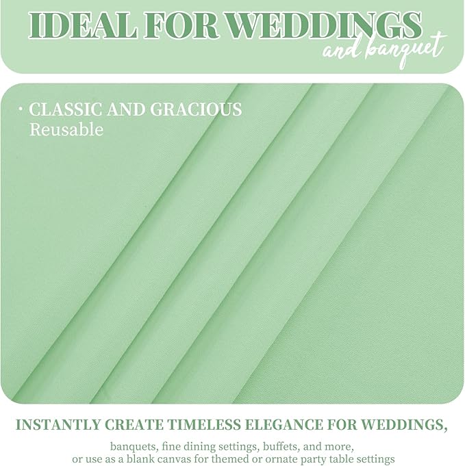 12 Pack 60 x 126 Inch Rectangle Tablecloth Sage Green Polyester Tablecloth - Image 3
