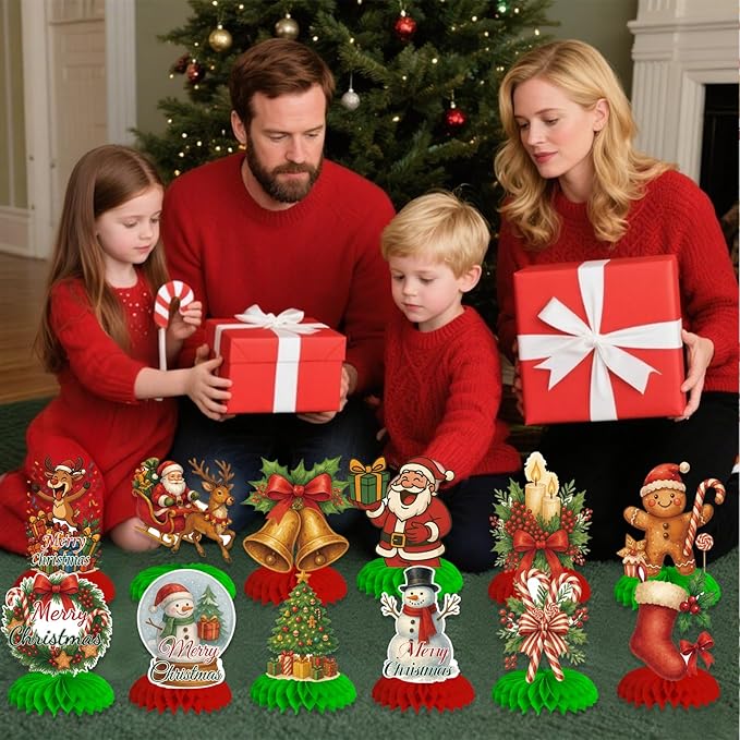 12Pcs Christmas Honeycomb Centerpieces Christmas Table Toppers Decorations - Image 3