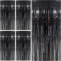 Black Party Streamers Foil Fringe Backdrop Curtains Tinsel Streamers Birthday by BOMSI