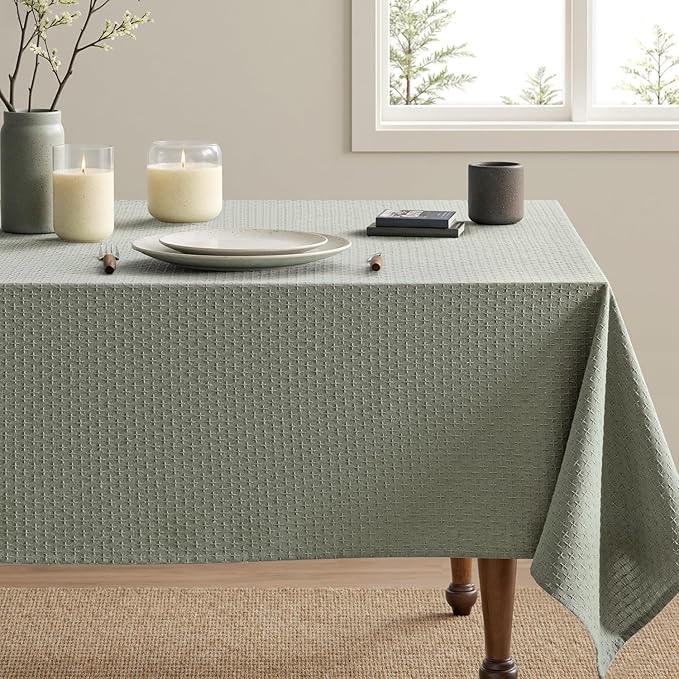 MIULEE Olive Green Linen Cottton Table Cloth Rectangle Tablecloth Waterproof - Image 7