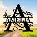 Custom Signs Outdoor Metal, Personalized Family Last Name Sign, Letter Monogram by BOHVAWOODLIFE