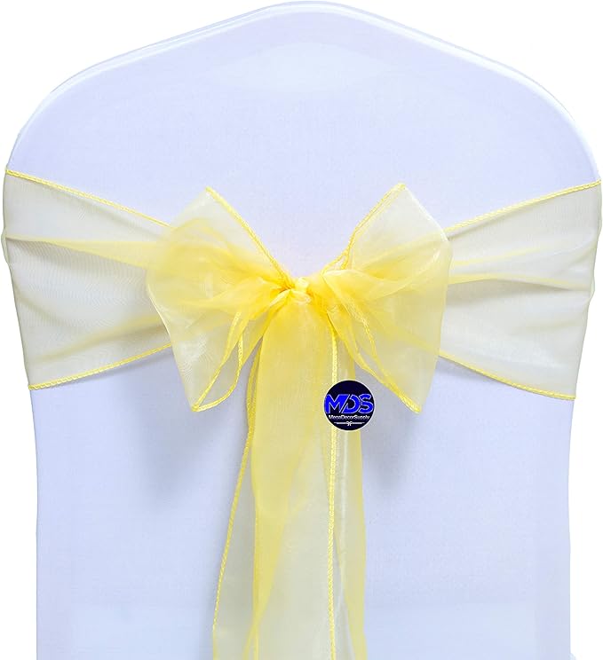 MDS Pack of 250 PCS Organza Chair Sashes Wider Dining Chair Bows Ribbon Tie Back - Image 3