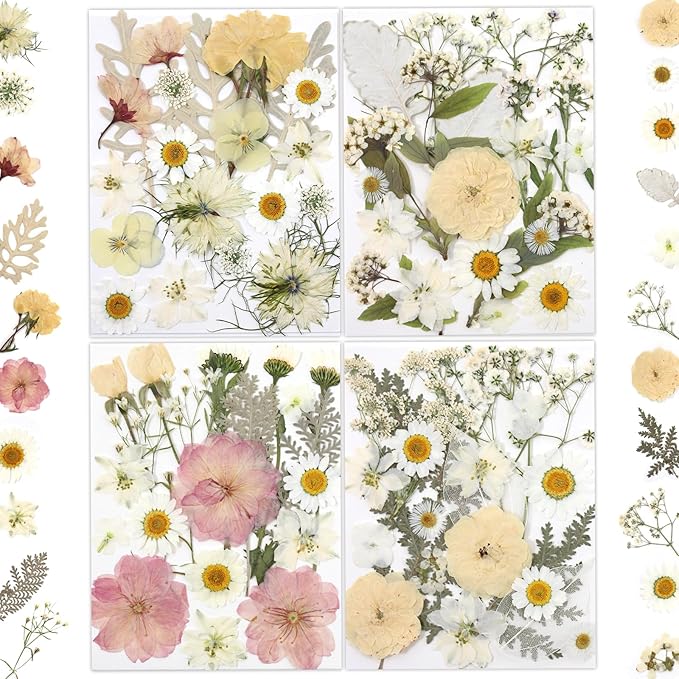 80 Pcs Dried Flowers for Crafts, Real Natural Dried Pressed Flowers in Soft by LUXEEASE