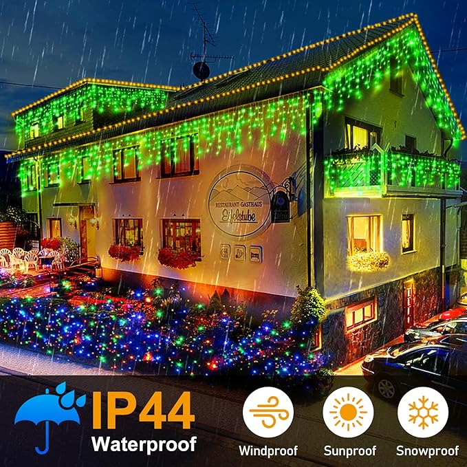 KNONEW Christmas Lights Outdoor Decorations 400 LED 33ft 8 Modes Curtain Fairy - Image 4
