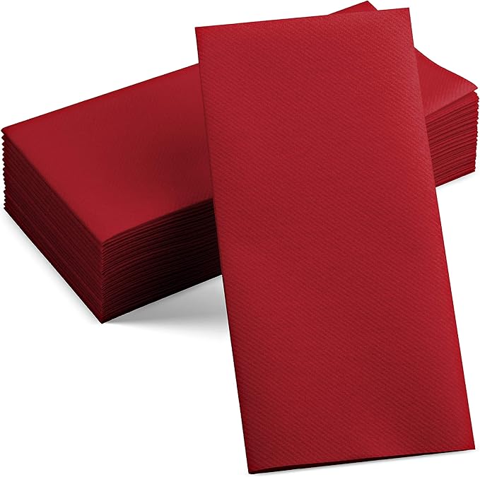 50-Pack Disposable Linen-Feel Burgundy Napkins, Party Or Event by SERVIETTO