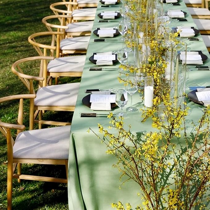 10 Pack Sage Green Rectangular Tablecloths, 60 x 126 Inch, Wrinkle & Stain - Image 6