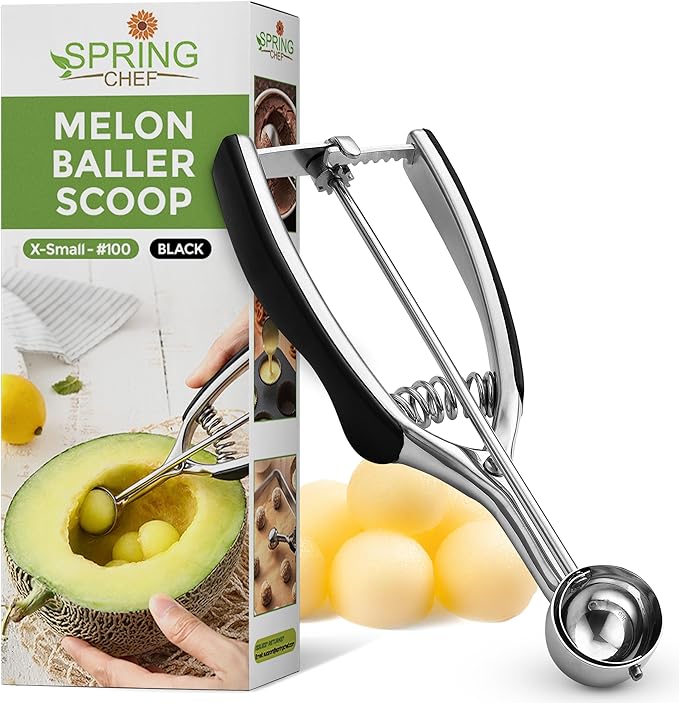 Spring Chef Extra Small Cookie Scoop, Stainless Steel Melon Baller, Baking by SpringChef