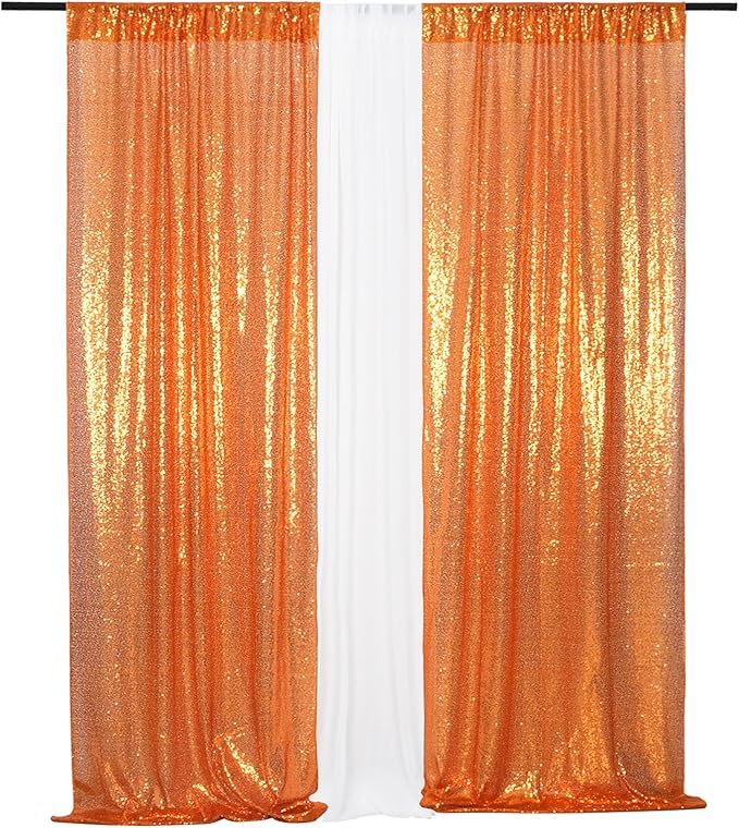Eternal Beauty Sequin Backdrop Curtains, 2x8 Ft-2 Panels Orange Back Drop by EternalBeauty