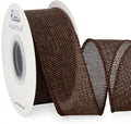 Ribbli Brown Burlap Wired Ribbon, 1-1/2 Inch x 10 Yard, Wired Edge Ribbon by Ribbli