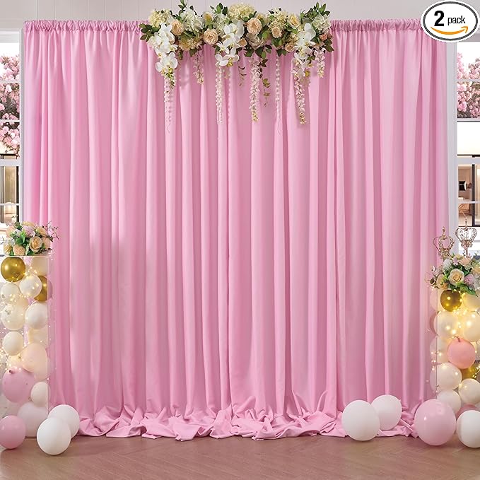 10ft x 10ft Thick Pink Backdrop Curtains by ENJOYYOURPARTY