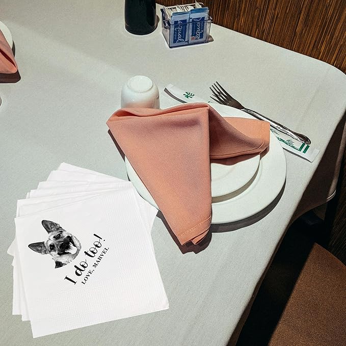 Luxury Personalized Dog Wedding Napkins, Personalized Photo Napkins - Image 6