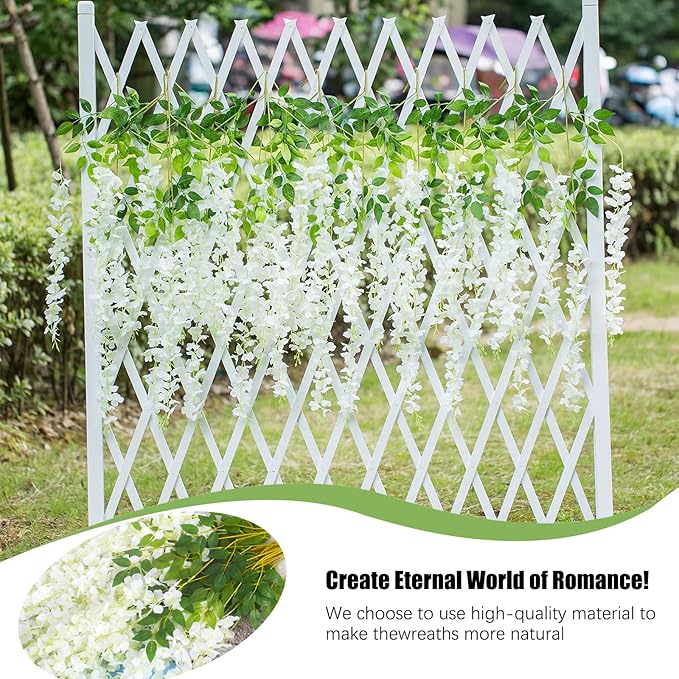 36 Pack White Wisteria Hanging Flowers, 3.44 Ft Fake Hanging Flowers, - Image 5