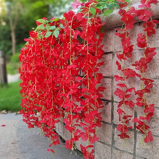 24 Pack Artificial Fake Wisteria Vine Ratta Hanging Garland Silk Flowers String - Image 4