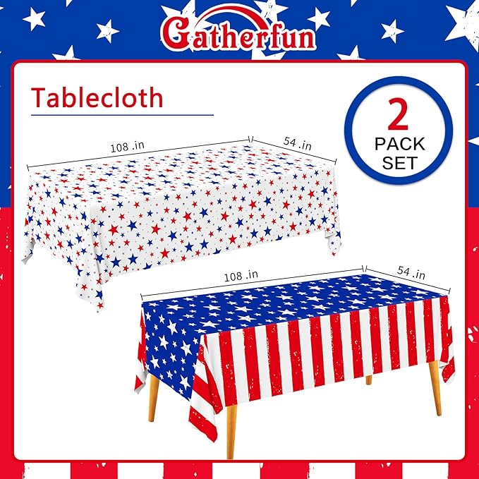 Gatherfun 4th of July Party Supplies Set- American Flag Patriotic Theme Kit - Image 2