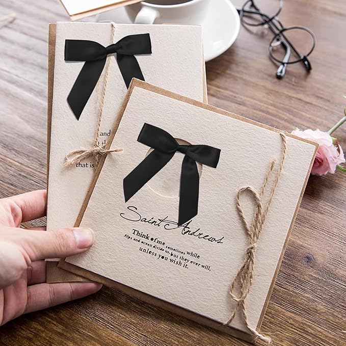 50Pcs Black Twist Tie Bows for Gift Wrapping 2.5" Satin Ribbon Bow for Treat - Image 6