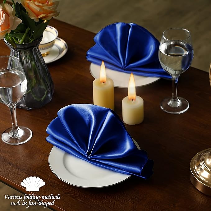 Manyshofu 60 Pieces Royal Blue Satin Napkins - Image 6