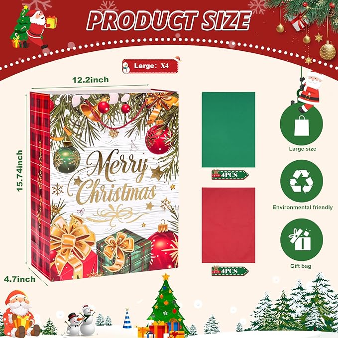 LYLIN 4Pcs 16" Large Christmas Gift Bags - Image 2