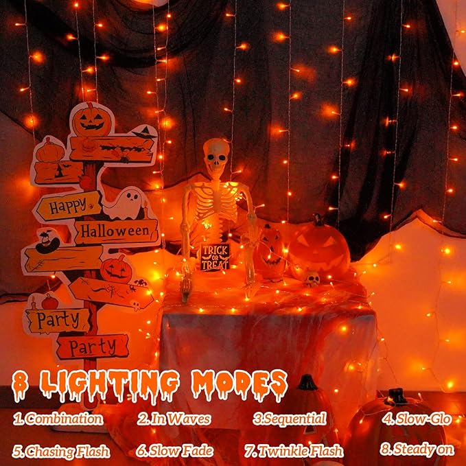 YEGUO 165ft 500 LED Halloween Lights Outdoor Waterproof, 8 Modes Clear Wire - Image 3