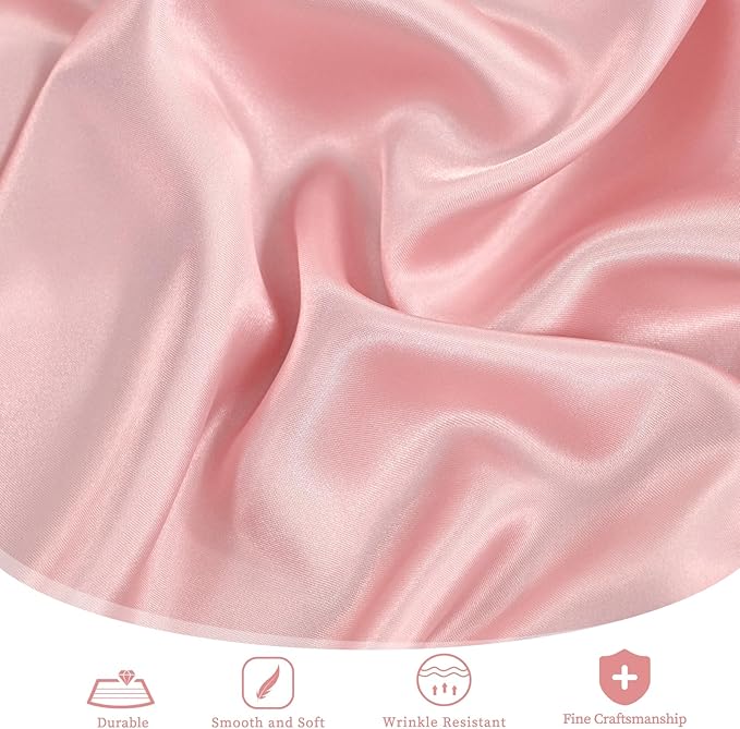 fani 12 Pack 108 Inch Rose Gold Satin Tablecloth - Image 4
