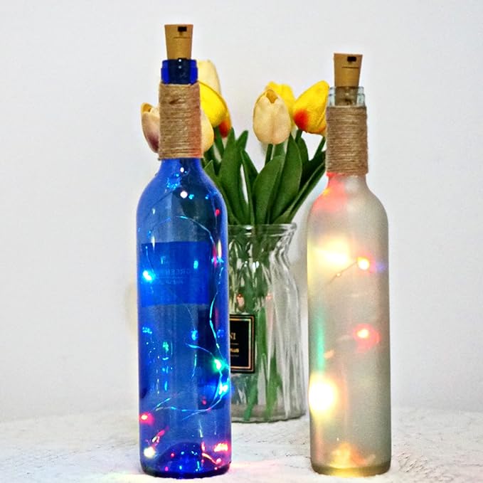 Wine Bottle Lights with Cork 15Pack 10 LED 40 Inches Battery Operated Silver - Image 7
