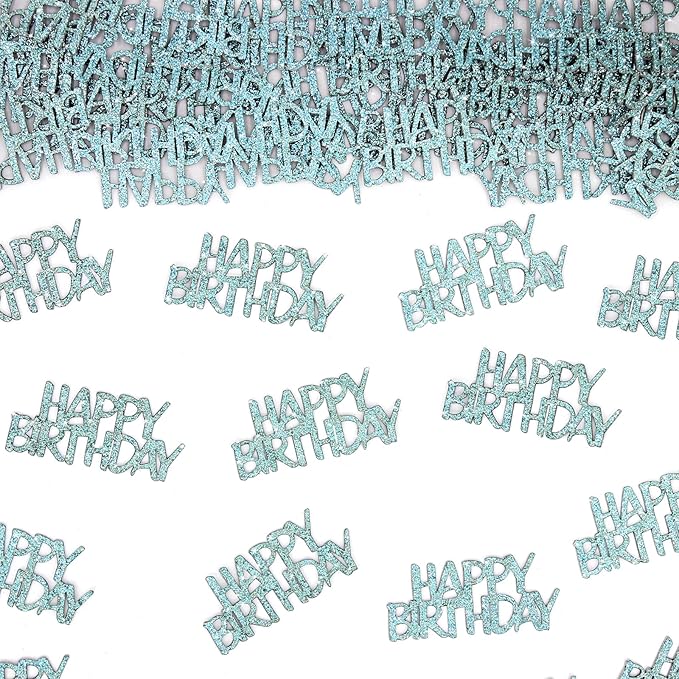 Blue Happy Birthday Confetti Birthday Table Decorations Baby Blue Glitter Table by Vofrise