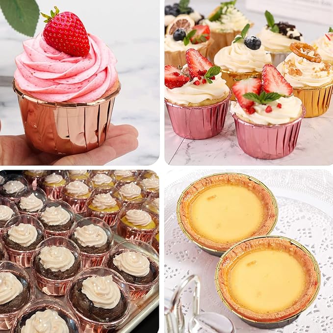 Cupcake Liners for Baking 100Pack, Free-Air 3.5Oz Foil Baking Cups - Image 5