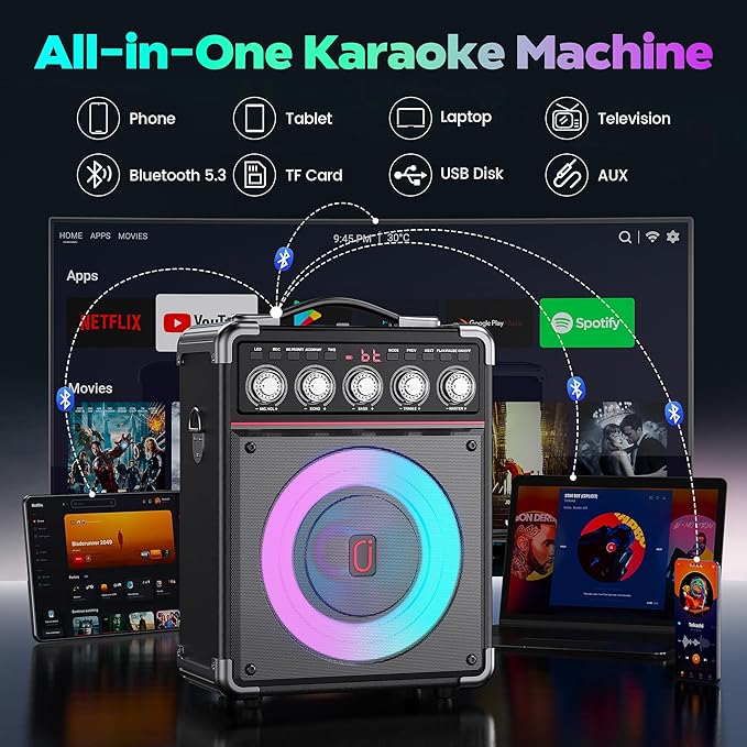 Karaoke Machine with 2 Wireless Mics - Image 3