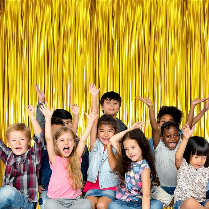 GOER 3.2 ft x 9.8 ft Metallic Tinsel Foil Fringe Curtains Party Photo Backdrop - Image 5
