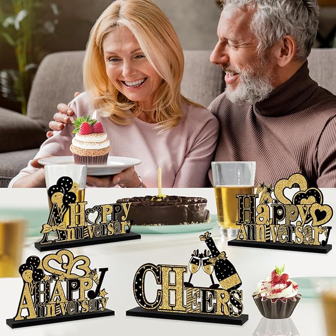 4 Pieces Anniversary Decorations Wooden Table Centerpieces, 10th 20th 30th 40th - Image 5